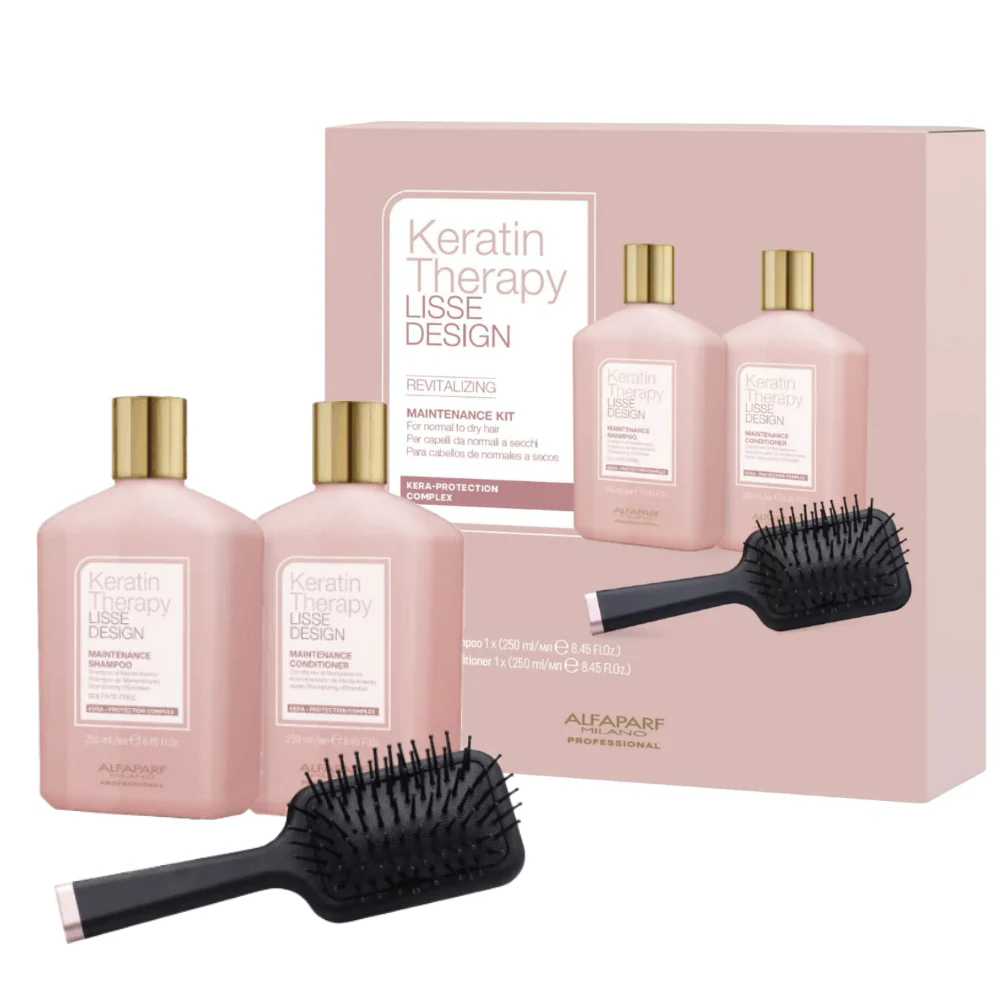 Alfaparf Milano Keratin Therapy Lisse Design Maintenance Kit with Shampoo & Conditioner
