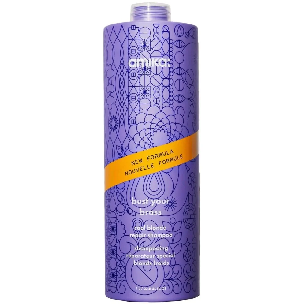 Amika Bust Your Brass Cool Blonde Repair Shampoo & Conditioner Twin 2 x 1000ml - Image 2