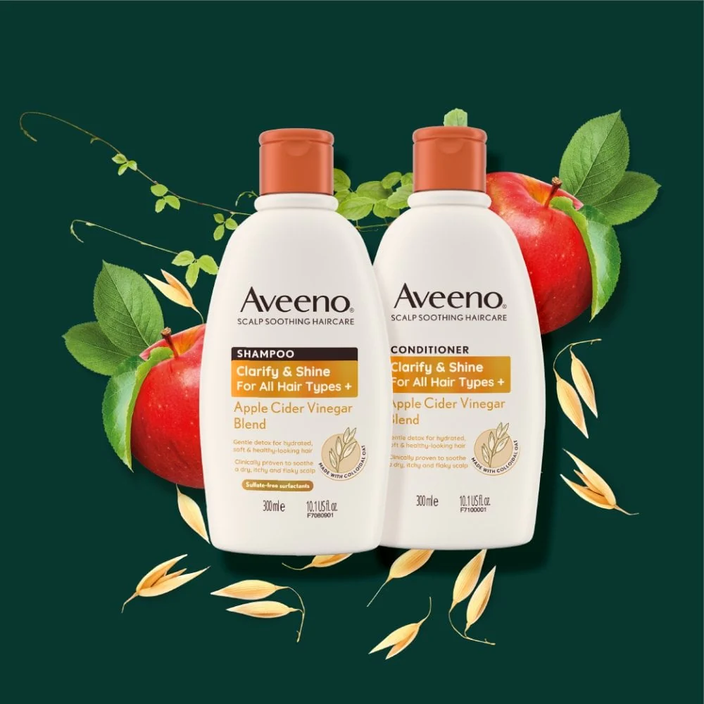 Aveeno Clarify and Shine+ Apple Cider Vinegar Blend Shampoo 300ml - Image 6