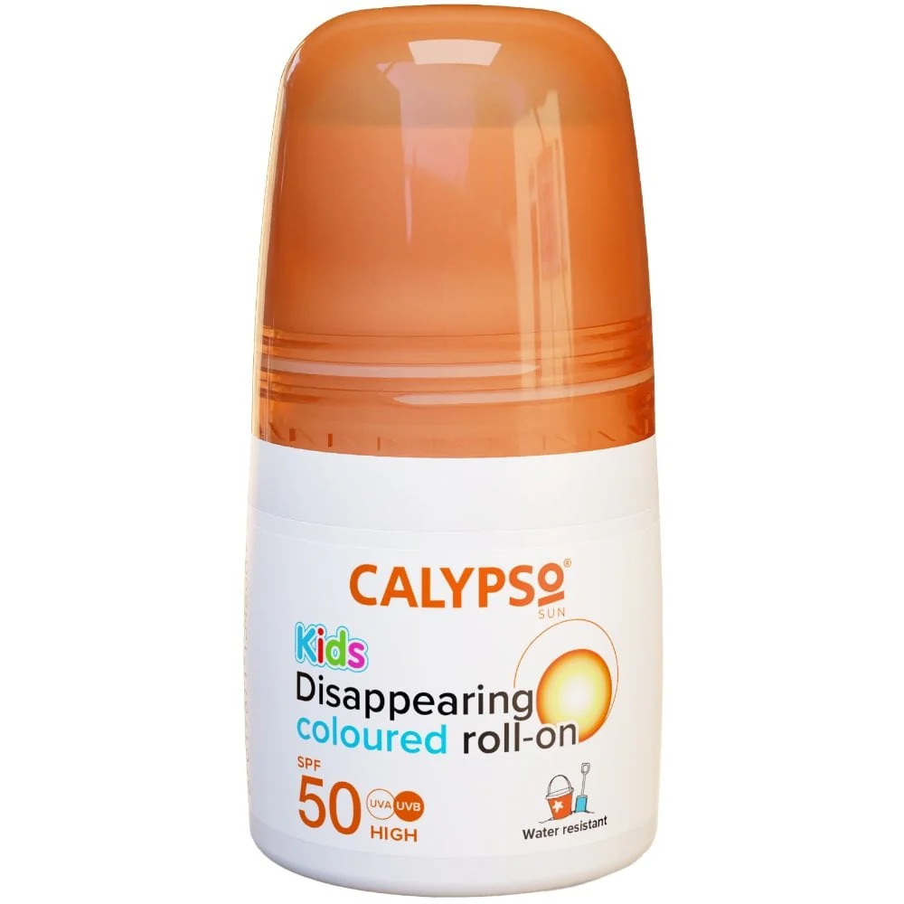 Calypso High Protection Kids Disappearing Coloured Blue Roll-On Sun Cream SPF50 50ml
