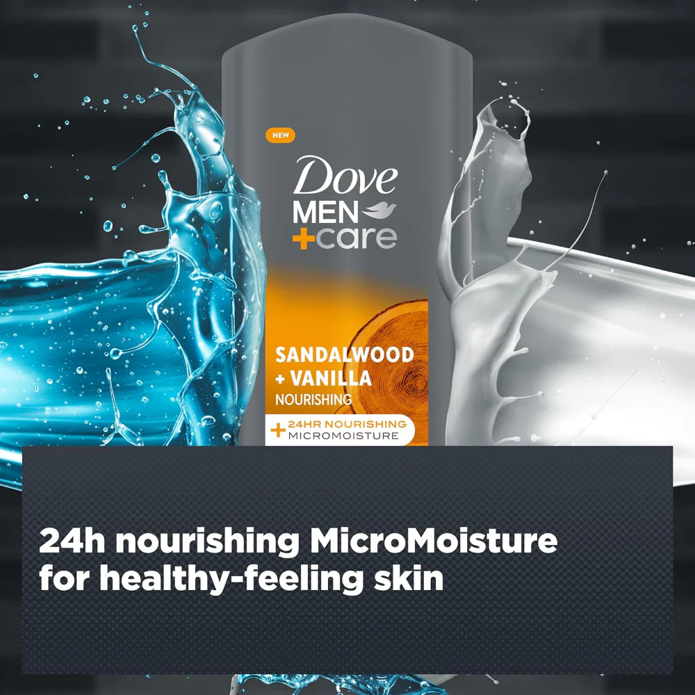 Dove Men Care Sandalwood & Vanilla 3-In-1 Hair, Face & Body Wash 400ml - Image 6