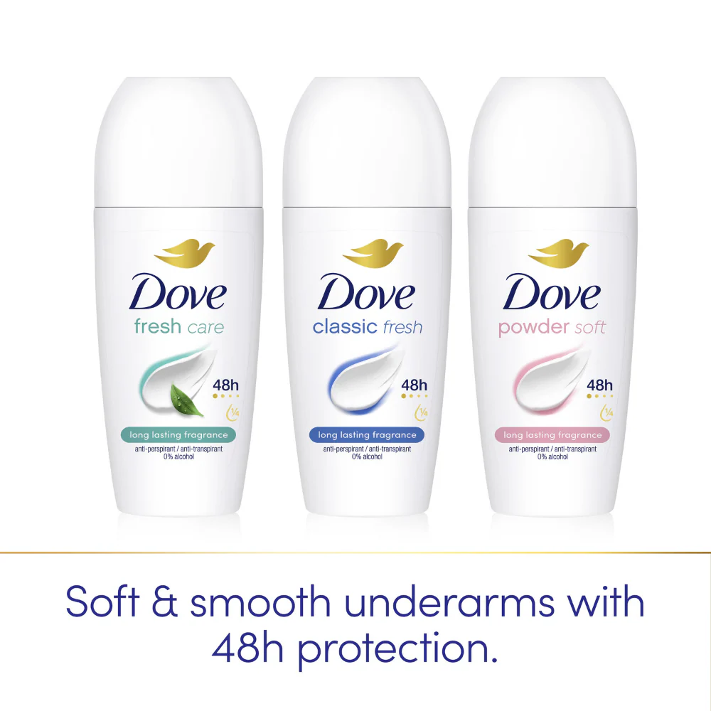 Dove Women Classic Fresh 48h Anti-Perspirant Deodorant Roll-On 50ml - Image 4