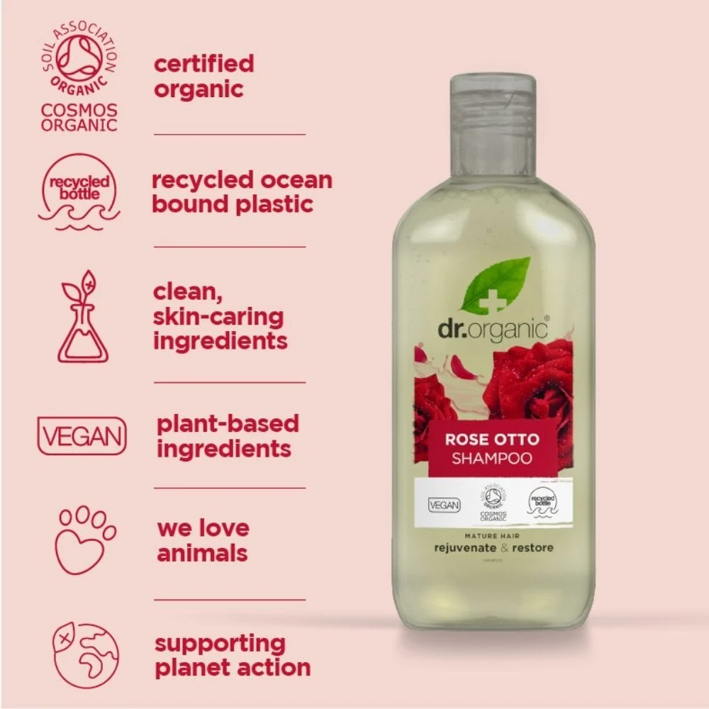 Dr. Organic Rose Otto Shampoo & Conditioner Twin 2 x 265ml - Image 2