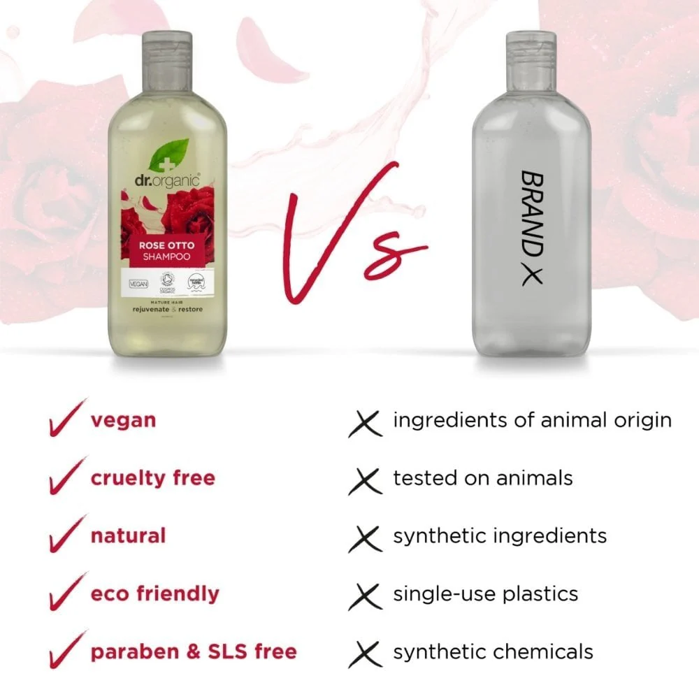 Dr. Organic Rose Otto Shampoo & Conditioner Twin 2 x 265ml - Image 3