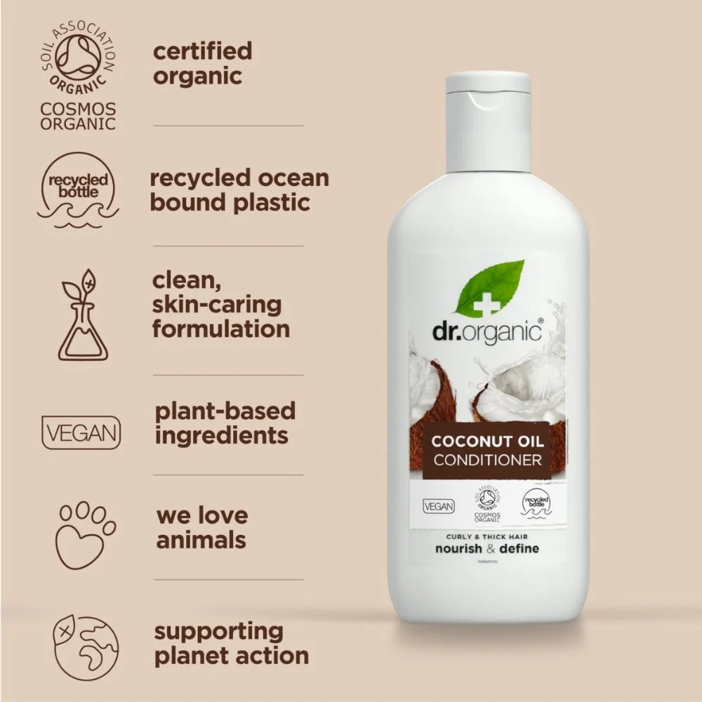 Dr. Organic Virgin Coconut Oil Conditioner 265ml - Image 3