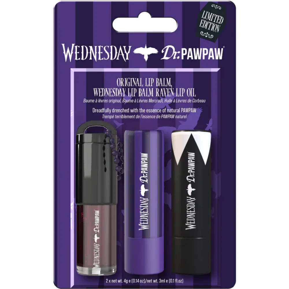 Dr. PawPaw X Wednesday Original Lip Balm & Raven Lip Oil Duo