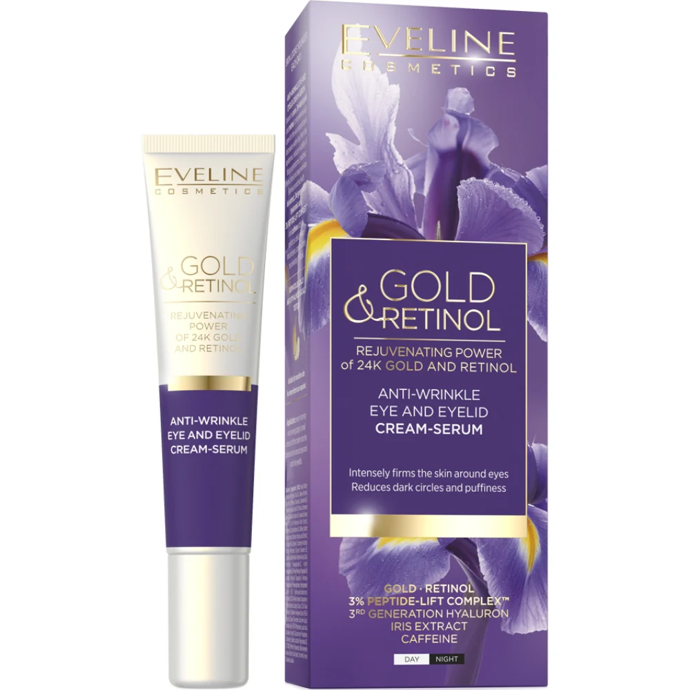 Eveline Cosmetics Gold & Retinol Anti-Wrinkle Eye Cream-Serum 20ml - Image 2