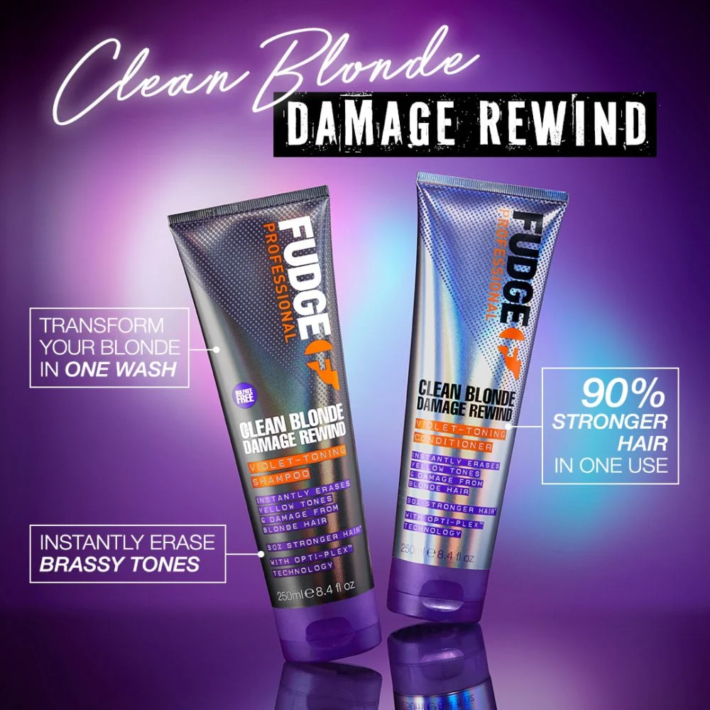 Fudge Professional Clean Blonde Violet Toning Shampoo & Damage Rewind Conditioner Twin 2 x 1000ml - Image 4