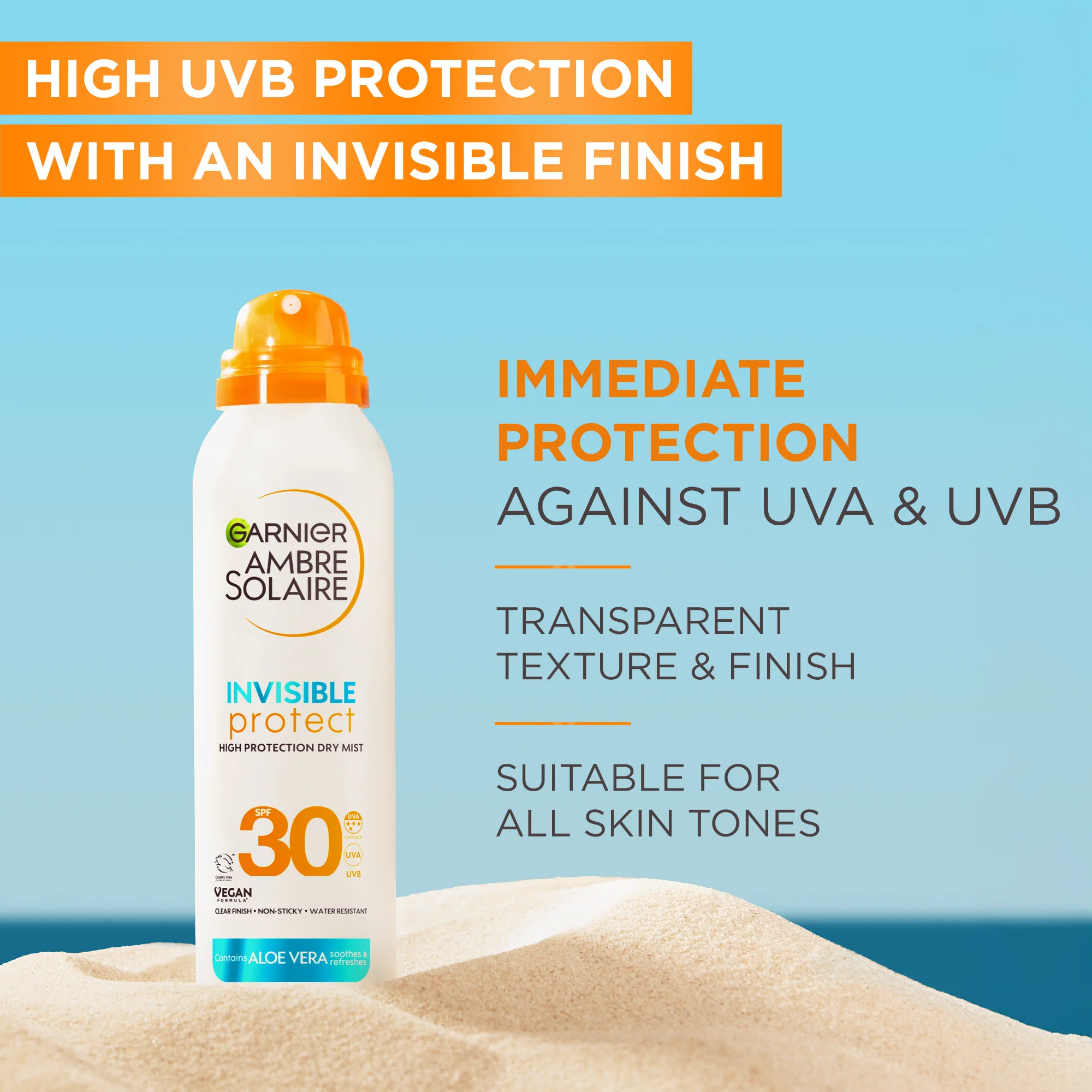 Garnier Ambre Solaire Invisible Protect Dry Mist SPF30 150ml - Image 2
