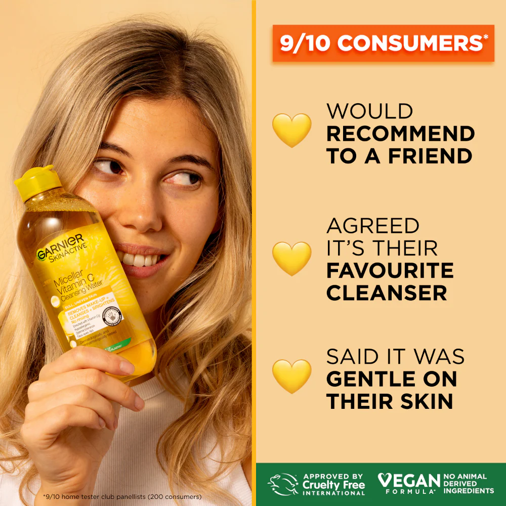 Garnier Skin Active Micellar Cleansing Vitamin C Water 400ml - Image 4