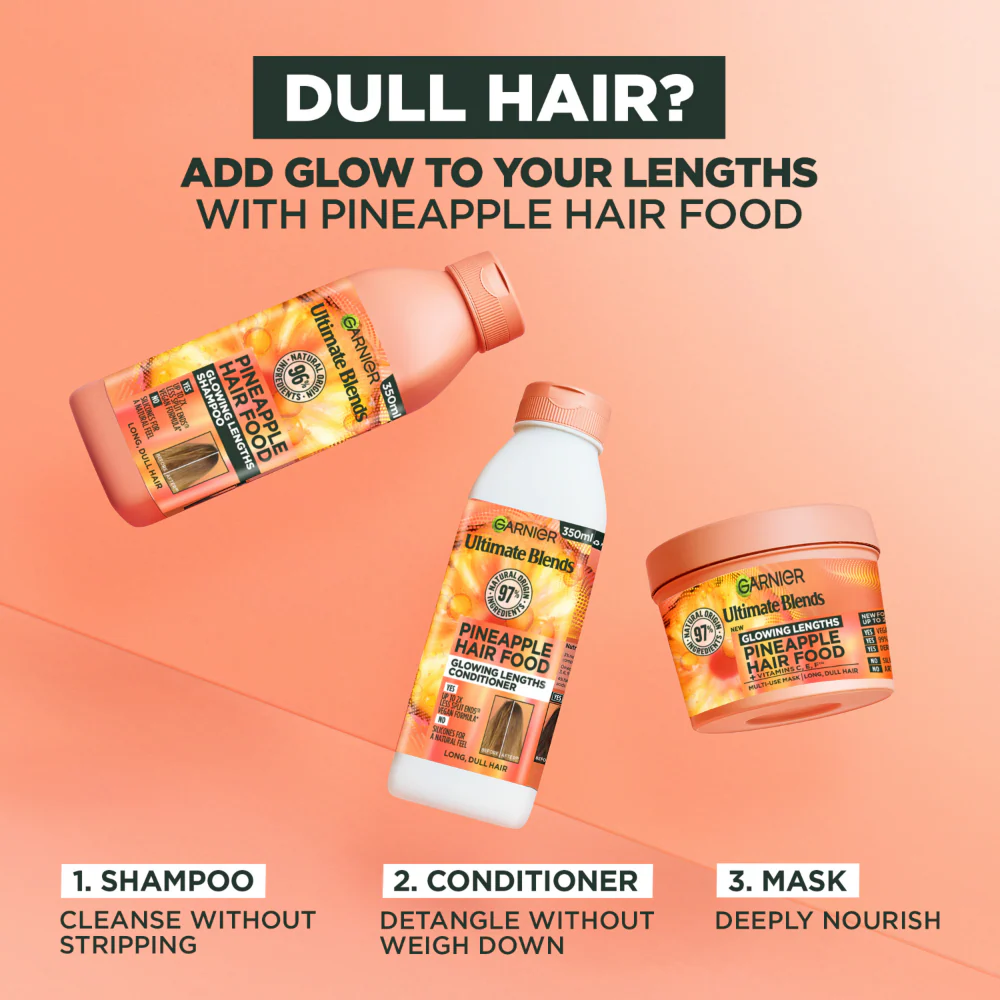 Garnier Ultimate Blends Pineapple Hair Food Glowing Lengths Conditioner 350ml - Image 5