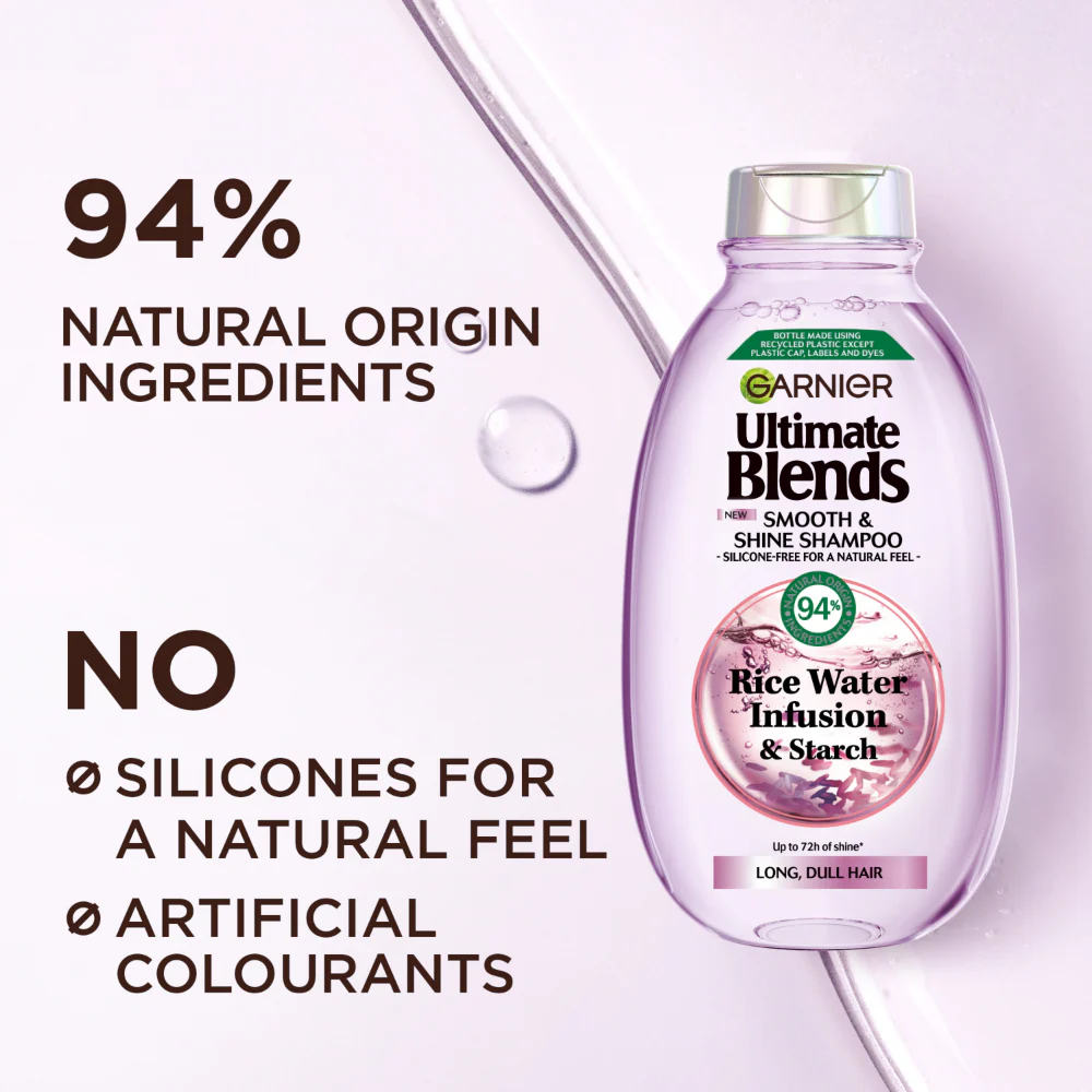 Garnier Ultimate Blends Rice Water Infusion Smooth & Shine Shampoo 300ml - Image 2