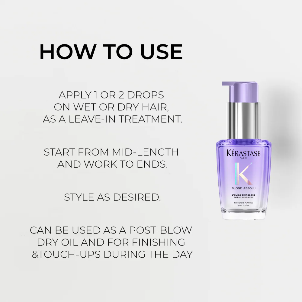 Kérastase Blond Absolu L'Huile Cicagloss Hydrating Hair Oil 30ml - Image 3