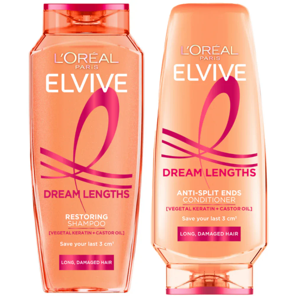 L'Oreal Paris Elvive Dream Lengths Restoring Shampoo 400ml & Anti-Split Ends Conditioner 300ml Twin
