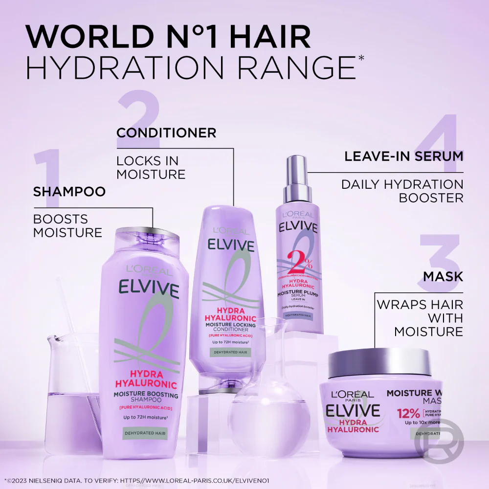L'Oreal Paris Elvive Hydra Hyaluronic Moisture Boosting Shampoo 400ml - Image 7