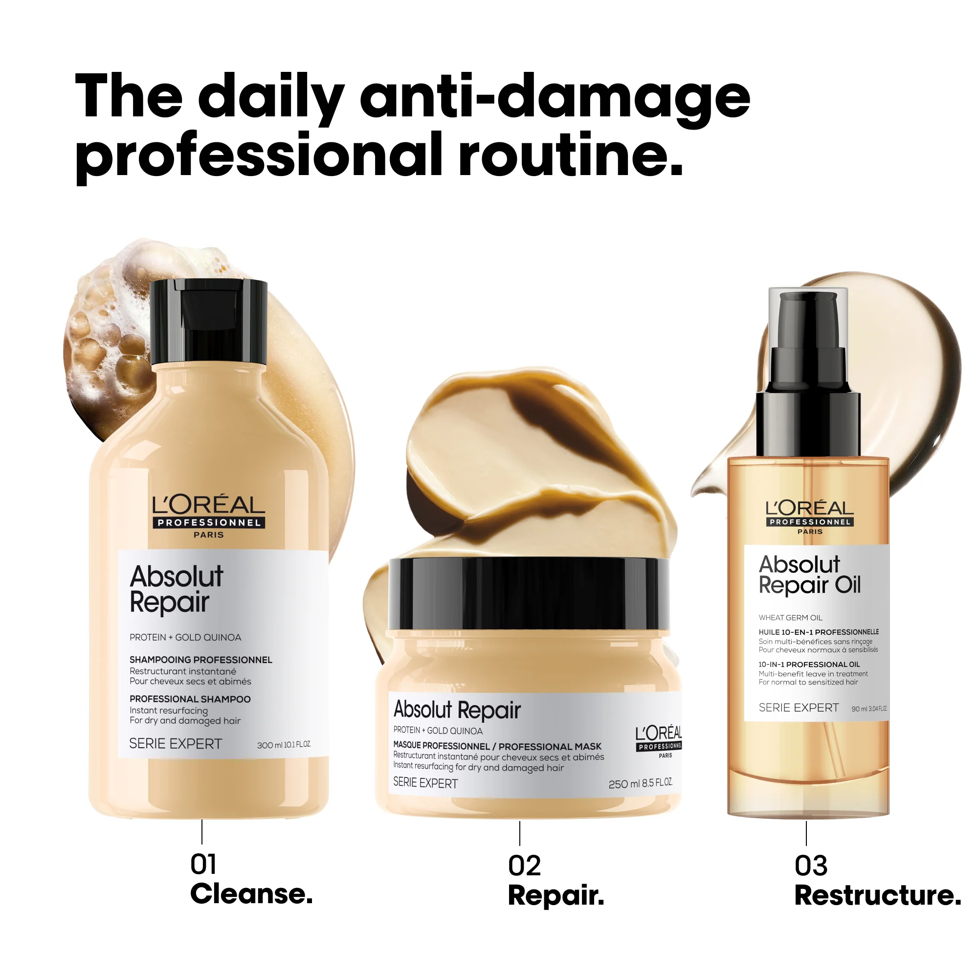 L'Oreal Professionnel Serie Expert Absolut Repair Oil 10-In-1 Multi-Benefit Leave-In Treatment Oil 90ml - Image 4