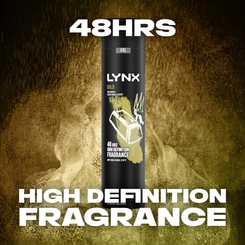 Lynx XXL Gold 48h Oudwood & Fresh Vanilla Deodorant Body Spray 250ml - Image 6