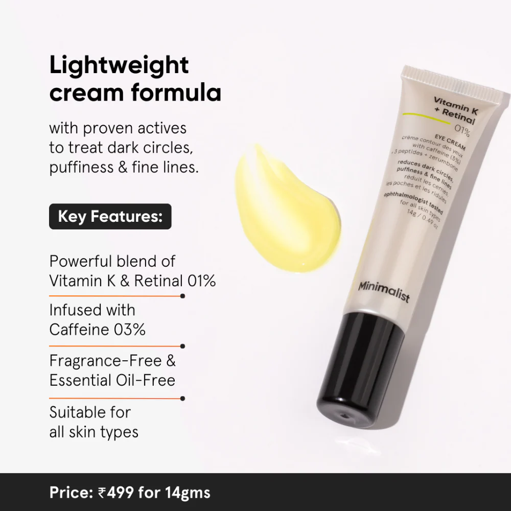 Minimalist Vitamin K + Retinal 01% Eye Cream 14g - Image 3