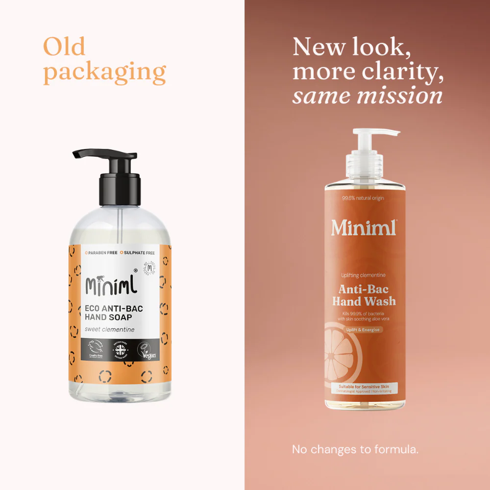 Miniml Eco-Friendly Anti-Bacterial Hand Soap Clementine 500ml Plastic Pump - Image 5