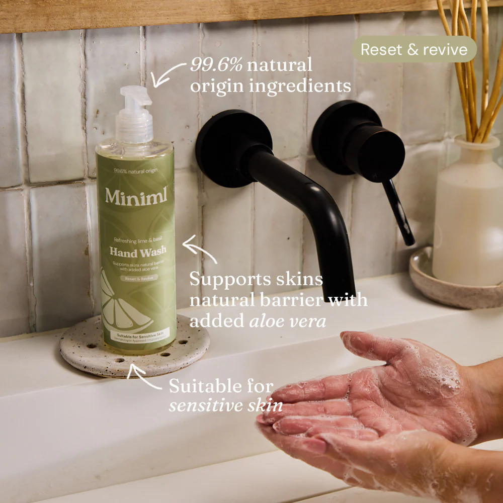 Miniml Eco Friendly Hand Soap Lime, Basil & Mandarin 500ml Plastic Pump - Image 2