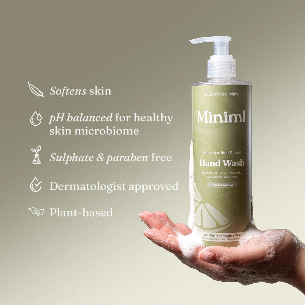 Miniml Eco Friendly Hand Soap Lime, Basil & Mandarin 500ml Plastic Pump - Image 3