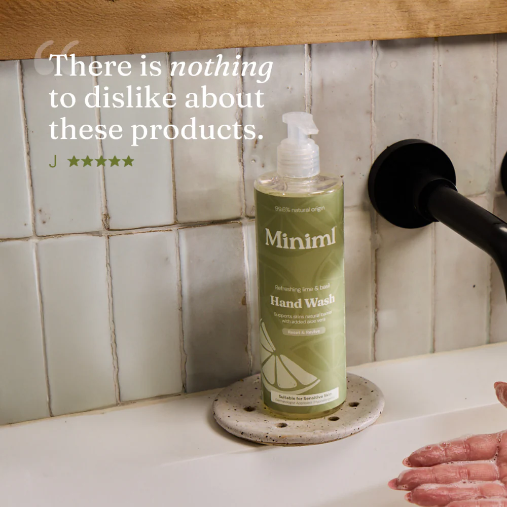 Miniml Eco Friendly Hand Soap Lime, Basil & Mandarin 500ml Plastic Pump - Image 7