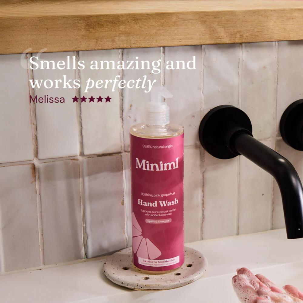 Miniml Eco-Friendly Hand Wash Pink Grapefruit & Aloe Vera 500ml Plastic Pump - Image 7
