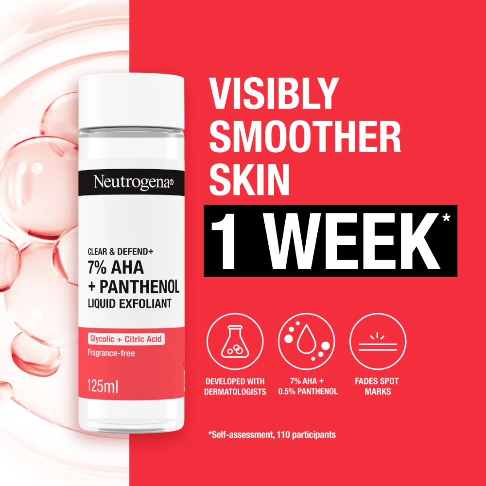Neutrogena Clear & Defend+ 7% AHA & Panthenol Liquid Exfoliator 125ml - Image 2
