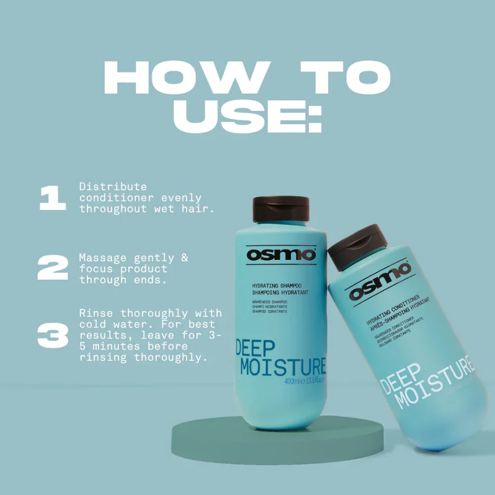 Osmo Deep Moisture Hydrating Shampoo & Conditioner Twin Pack (2 x 400ml) - Image 4