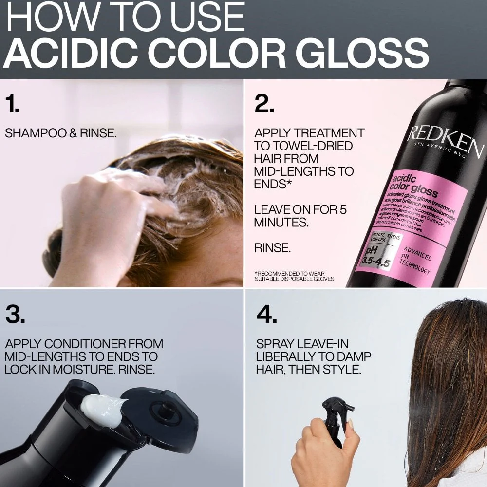 Redken Acidic Colour Gloss Shampoo 300ml, Gloss Treatment 237ml & Conditioner 300ml Trio - Image 5