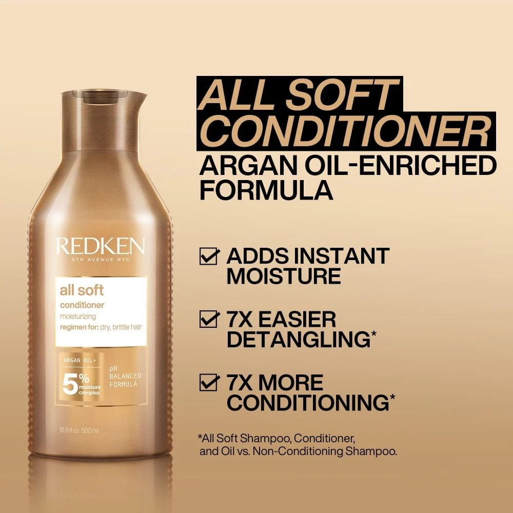Redken All Soft Moisturising Shampoo & Conditioner Twin 2 x 300ml - Image 4
