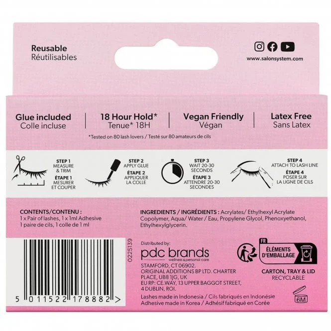 Salon System 3/4 Length Wispy Volume Strip Lashes Black 022 - Image 2