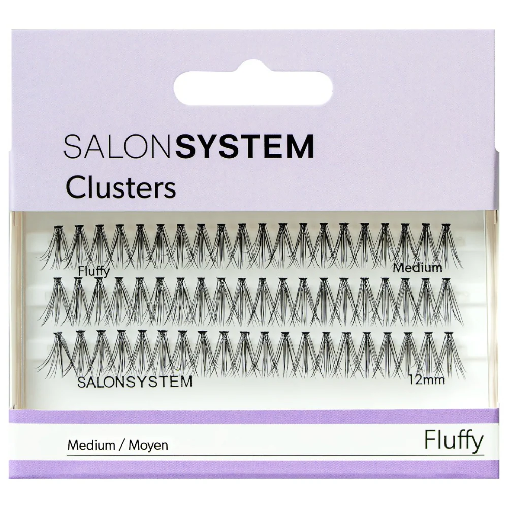 Salon System Individual Lashes Black Fluffy Medium