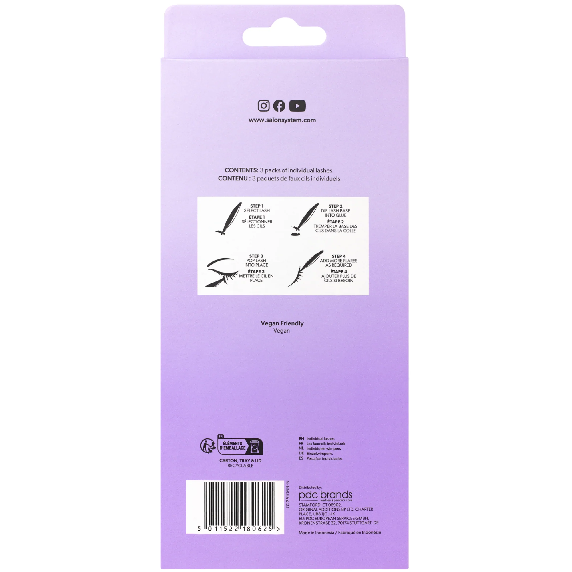 Salon System Naturalash Individual Lashes Black Short 3 Pack - Image 2