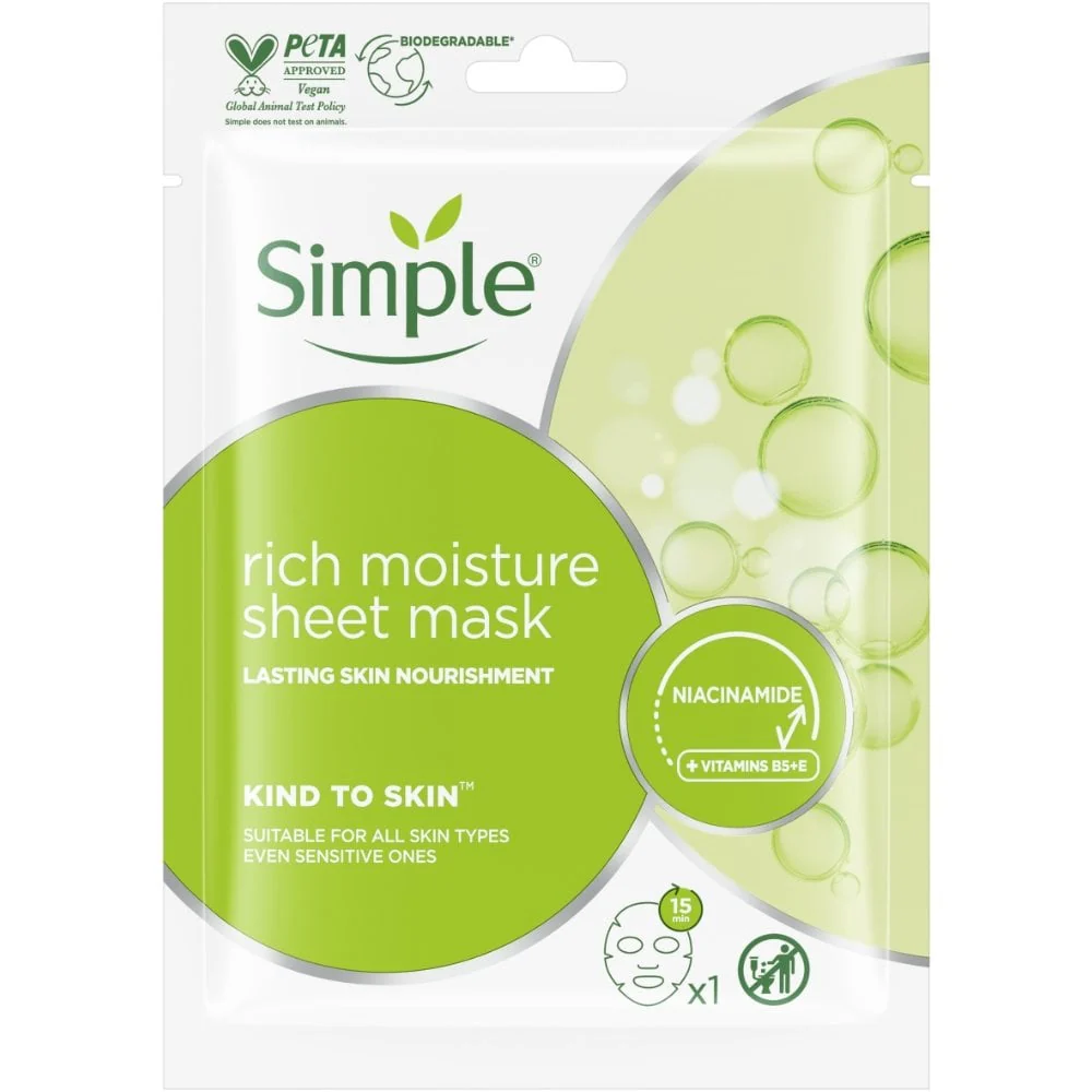 Simple Kind To Skin Rich Moisture Sheet Mask 21ml
