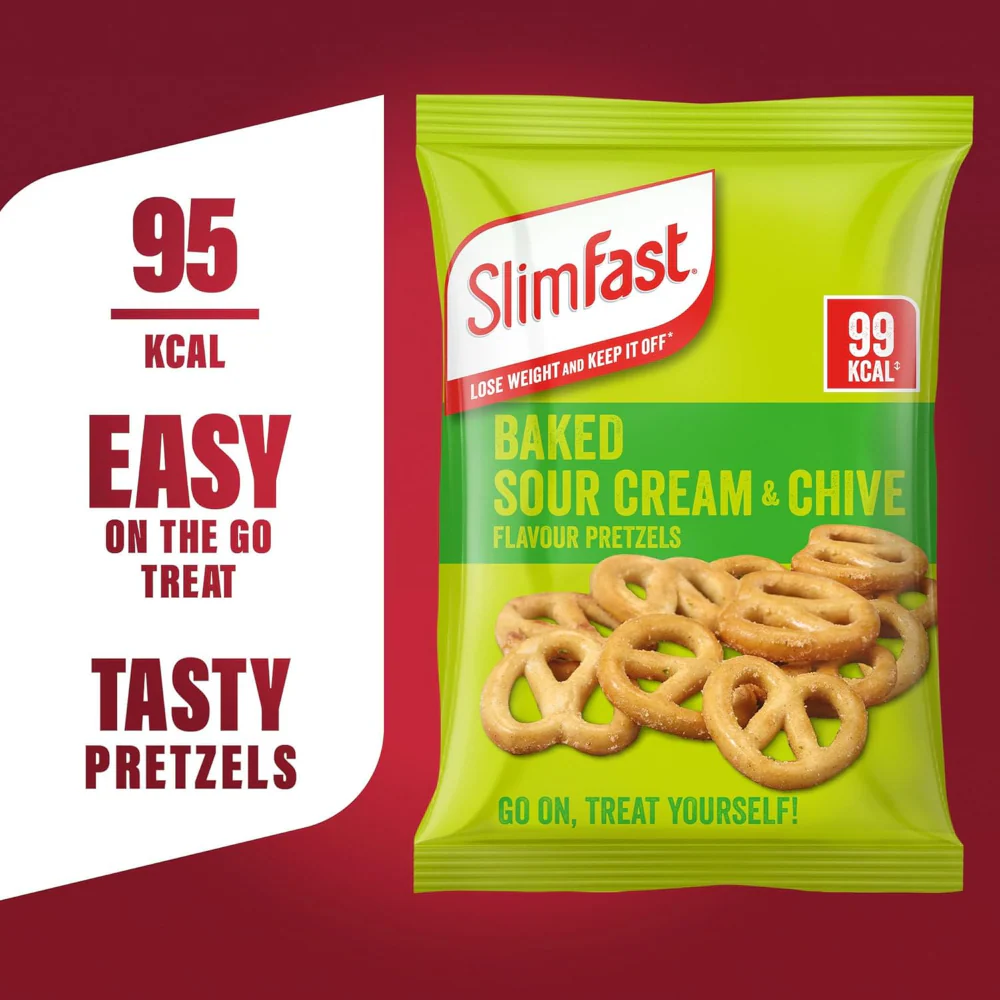 SlimFast Baked Sour Cream & Chive Flavour Pretzels Multipack 24 x 23g - Image 3