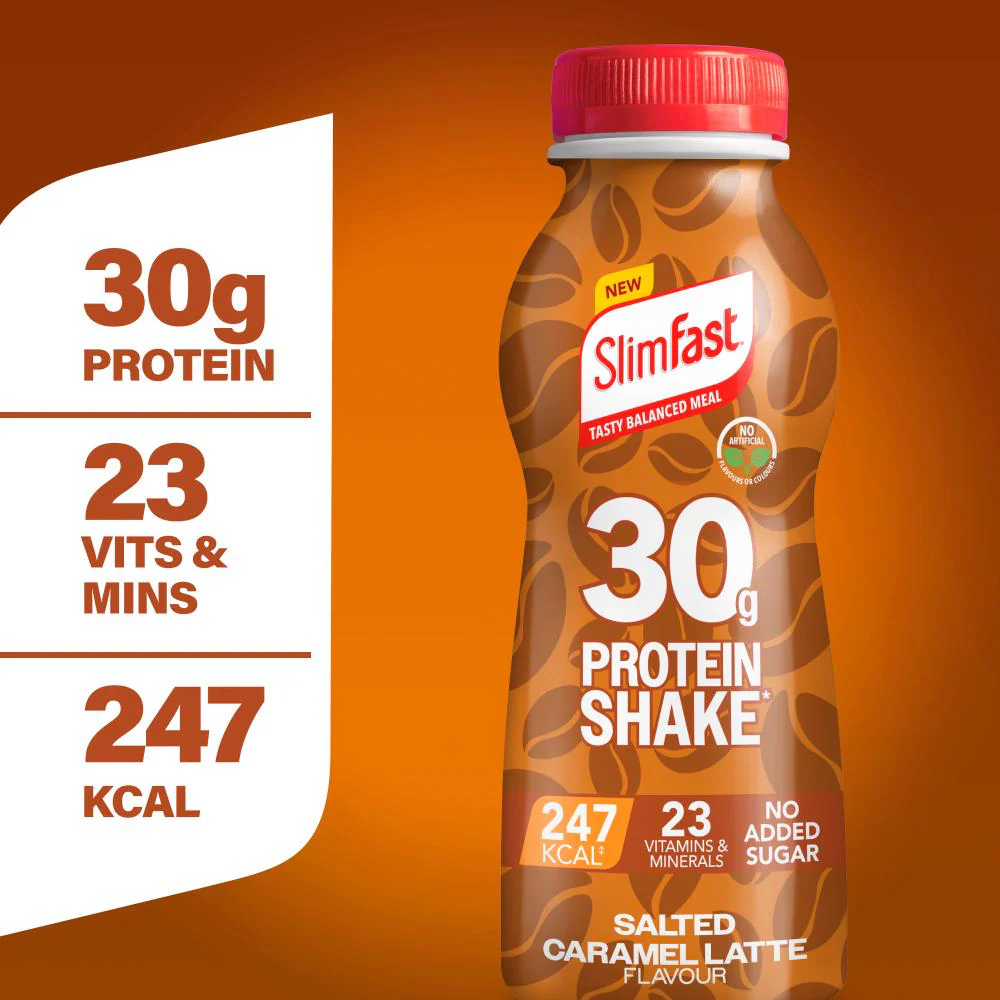 SlimFast Tasty Balanced Meal Salted Caramel Latte Protein Shake Multipack 4 x 325ml - Image 2