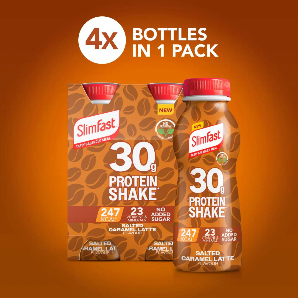 SlimFast Tasty Balanced Meal Salted Caramel Latte Protein Shake Multipack 4 x 325ml - Image 4