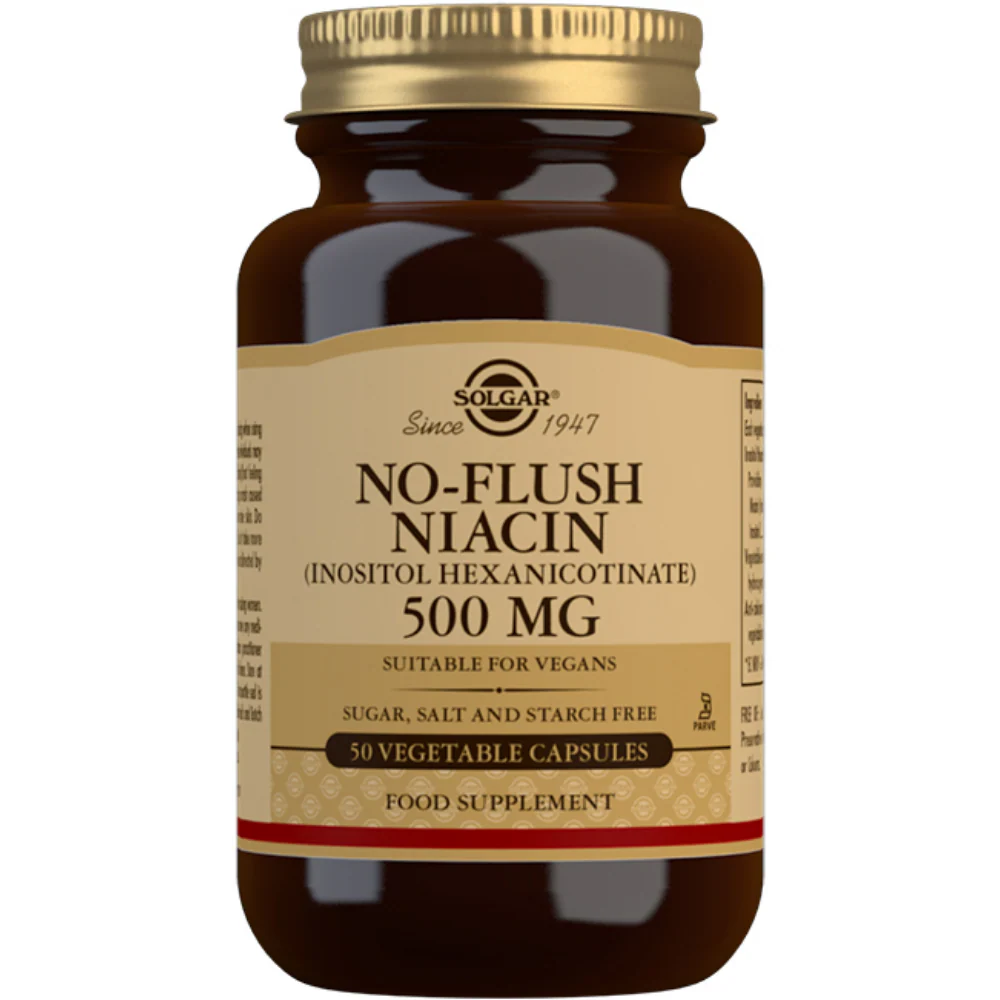 Solgar No-Flush Niacin Vegetable Capsules 500mg 50 Capsules