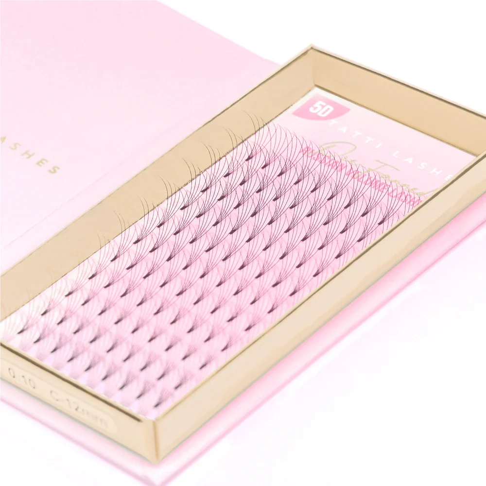 Tatti Lashes 12mm C Curl Pre-Fanned Russian Volume 5D Individual Lashes Black - Image 4