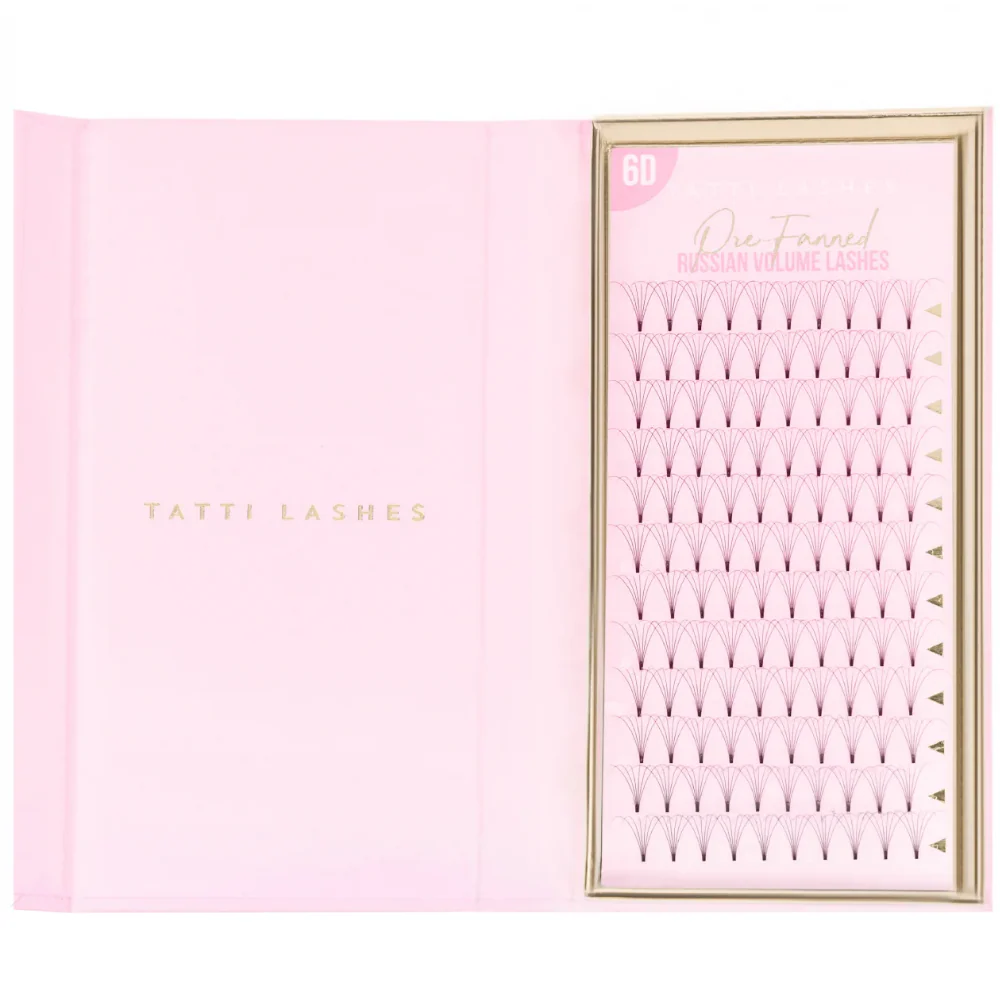 Tatti Lashes 16mm D Curl Pre-Fanned Russian Volume 6D Individual Lashes Black - Image 2